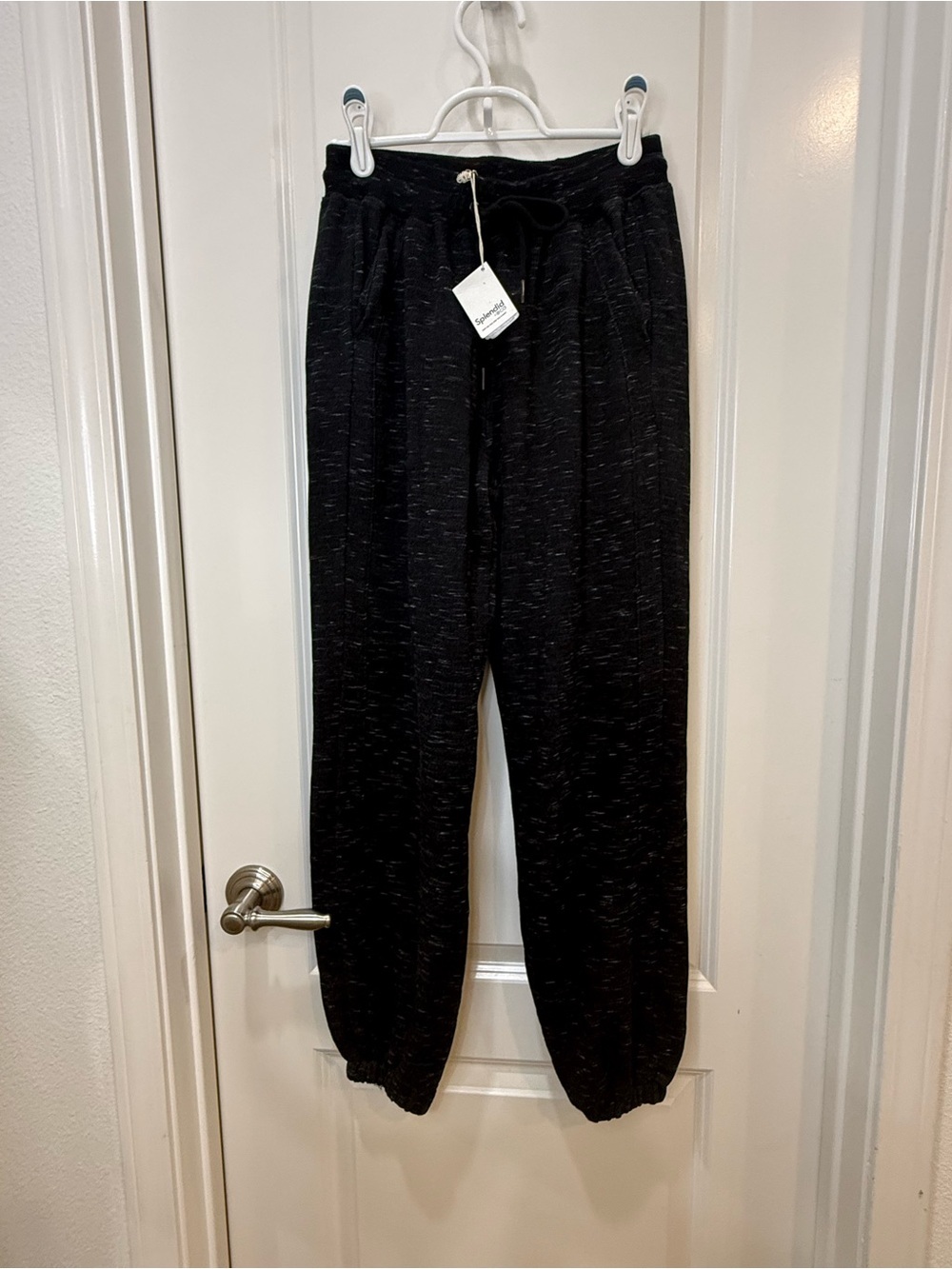 Splendid Eco Black Marled Drawstring Joggers Super Soft NWT